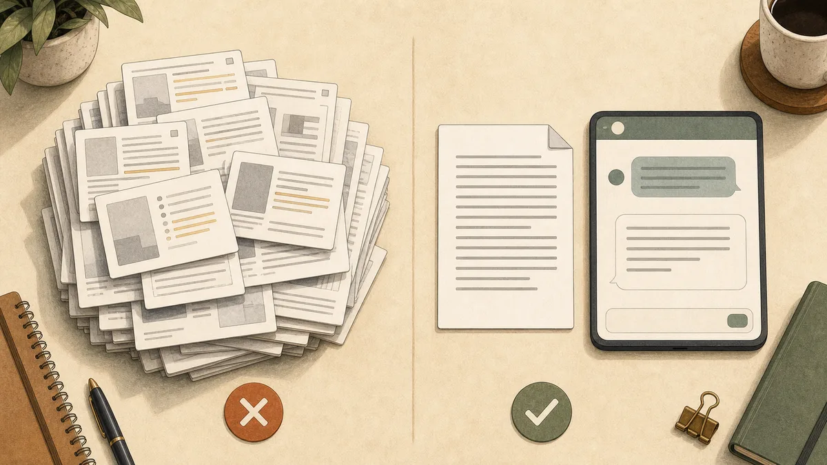Screenshot stack compared with clean extracted text for use with AI.